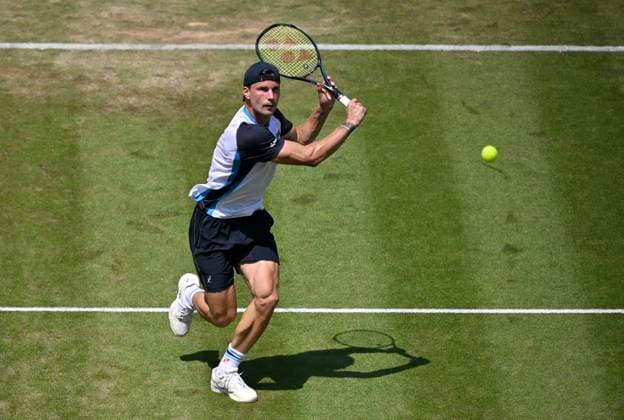 Marton Fucsovics (HUN) Aktion Tennis Herren BOSS Open ATP, Tennis Herren 250 Stuttgart 2025 Weissenhof BOSS Open ATP 250 Stuttgart 2025