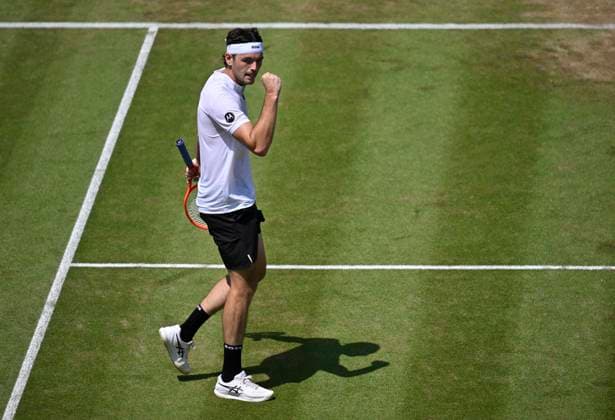 Taylor Fritz (USA) Jubel, Freude, Emotion, emotional, jubelt, Glueck, gluecklich, Tennis Herren BOSS Open ATP, Tennis Herren 250 Stuttgart 2025 Weissenhof BOSS Open ATP 250 Stuttgart 2025