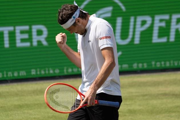 Taylor Fritz Emotionen, Jubel, Freude, Marton Fucsovics vs. Taylor Fritz, Tennis, ATP, Tennis Herren Turnier, Boss-Open, Center-Court, Viertelfinale, 13.06.2025, Marton Fucsovics vs. Taylor Fritz, Tennis, ATP-Turnier, Boss-Open, Center-Court, Viertelfinale, 13.06.2025, Stuttgart Copyright: xEibner-Pressefoto EdwardxCheungx EP_ECG