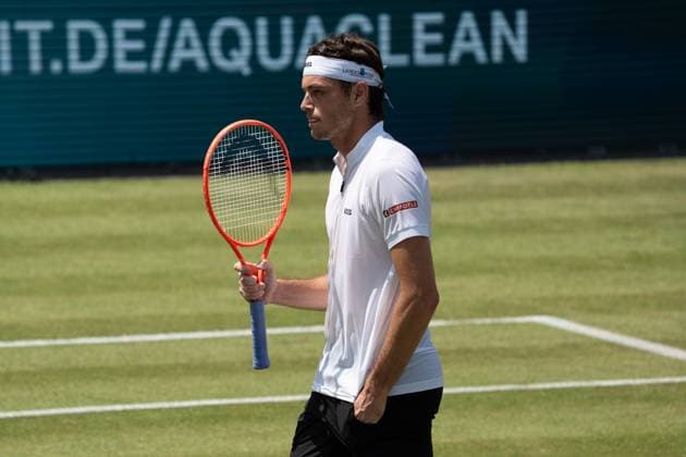 Taylor Fritz Emotionen, Jubel, Freude, Marton Fucsovics vs. Taylor Fritz, Tennis, ATP, Tennis Herren Turnier, Boss-Open, Center-Court, Viertelfinale, 13.06.2025, Marton Fucsovics vs. Taylor Fritz, Tennis, ATP-Turnier, Boss-Open, Center-Court, Viertelfinale, 13.06.2025, Stuttgart Copyright: xEibner-Pressefoto EdwardxCheungx EP_ECG