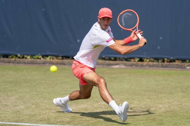 2025-06-13 2025 Libema Open Grass Court Championships Autotron ROSMALEN, NETHERLANDS - JUNE 13: Nuno Borges of Portugal during the 2025 Libema Open Grass Court Championships at Autotron on June 13, 2025 in Rosmalen, Netherlands. Rosmalen Autotron Netherlands Content not available for redistribution in The Netherlands directly or indirectly through any third parties. Copyright: xMarleenxFouchierx