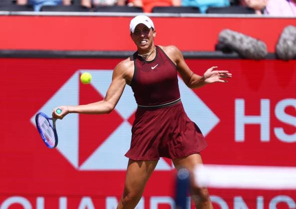 HSBC Tennis Championships, Day Five Queens Club, London, UK - 13 Jun 2025 Madison Keys (USA) in actionduring her Quarter Final match against Diana Shnaider in the 2025 HSBC Championships at Queens Club London Queens Club London GBR, UK NEWSPAPERS OUT Copyright: xMarkxGreenwoodx