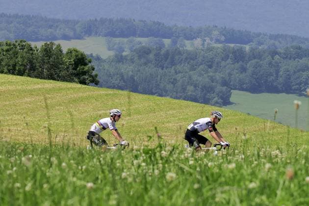 CICLISMO - Ciclismo Su Strada - Criterium du Dauphine 2025 - Stage 6 Tadej POGACAR and Pavel SIVAKOV, UAE Team Emirates - XRG, during the Criterium du Dauphine - Valserhone > Combloux - 06 13 2025 - Stage 6 - 126,7 km - during Criterium du Dauphine 2025 - Stage 6, Street Cycling race in France, France, June 13 2025 France France  Copyright: xIPAxSport ABACAx