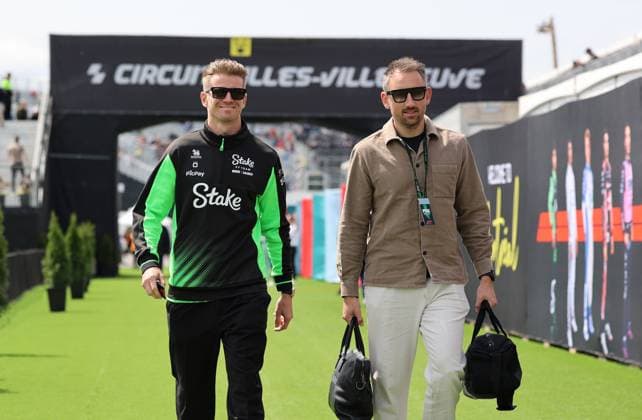 13.06.2025, Circuit Gilles-Villeneuve, Montreal, FORMULA 1 PIRELLI GRAND PRIX DU CANADA 2025 , im Bild Nico Hülkenberg (DEU), Stake F1 Team Kick Sauber mit Manager Raoul Spanger. (Photo by Mark Urquhart Hasan Bratic DeFodi Images)