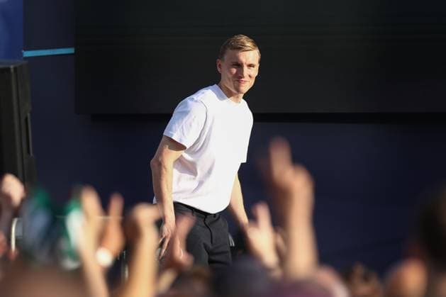 13.06.2025, xtgx, Handball, EHF Champions League Final 4, Opening Party v.l. Gisli Thorgeir Kristjansson (Magdeburg, 10) Koeln