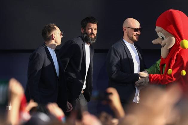 13.06.2025, xtgx, Handball, EHF Champions League Final 4, Opening Party v.l. Dino Spiranec (Magdeburg, Torwarttrainer), Bennet Wiegert (Magdeburg, Trainer), Yves Grafenhorst (Magdeburg, Co-Trainer) Koeln