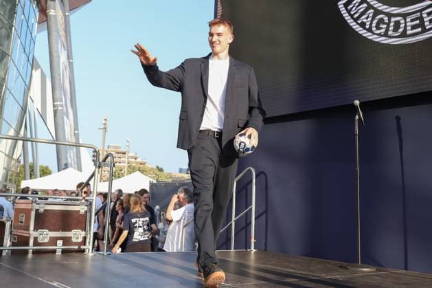 13.06.2025, xgox, Handball, EHF Champions League, Opening Party emspor, v.l. Pablo Lange (Magdeburg, 5) Koeln