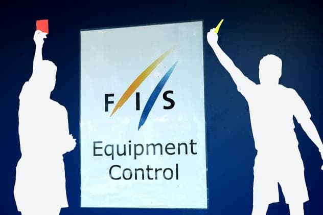 ! ACHTUNG FOTOMONTAGE ! Hier im Bild ein Schild FIS Equipment Control, der Internationale Skiverband teilte mit, das demnächst es im Bereich Skispringen bei Regelverstoss, Material, etc, gelbe Karte, rote Karte ähnlich wie beim Fussball geben soll, eine Reaktion auf den Material Skandal bei der letzten Nordischen Ski WM der Norweger *** ATTENTION PHOTO MONTAGE Here in the picture a sign FIS Equipment Control, the International Ski Federation announced that soon there will be a yellow card, red card similar to soccer in the area of ski jumping for violations of rules, material, etc., a reaction to the material scandal at the last Nordic Ski World Championships of the Norwegians.