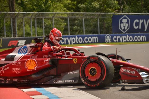 13.06.2025, Circuit Gilles-Villeneuve, Montreal, FORMULA 1 PIRELLI GRAND PRIX DU CANADA 2025 , im Bild Unfall von Charles Leclerc (MCO), Scuderia Ferrari HP (Photo by Francois Tremblay Hasan Bratic DeFodi Images)