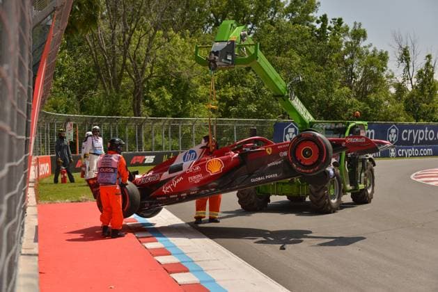 13.06.2025, Circuit Gilles-Villeneuve, Montreal, FORMULA 1 PIRELLI GRAND PRIX DU CANADA 2025 , im Bild Unfall von Charles Leclerc (MCO), Scuderia Ferrari HP (Photo by Francois Tremblay Hasan Bratic DeFodi Images)