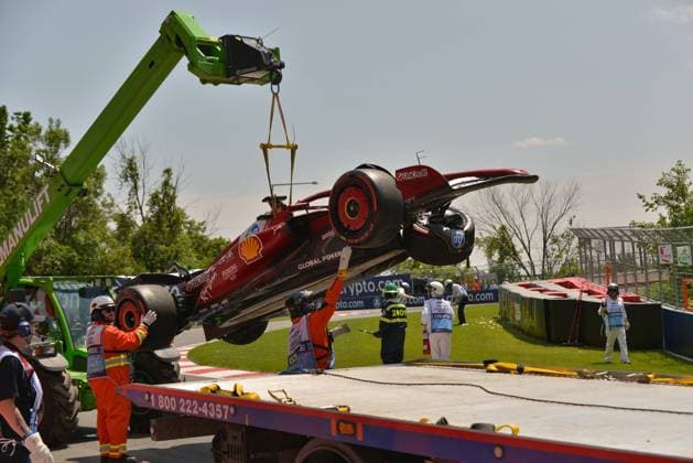 13.06.2025, Circuit Gilles-Villeneuve, Montreal, FORMULA 1 PIRELLI GRAND PRIX DU CANADA 2025 , im Bild Unfall von Charles Leclerc (MCO), Scuderia Ferrari HP (Photo by Francois Tremblay Hasan Bratic DeFodi Images)