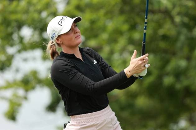Meijer LPGA, Golf Damen Classic BELMONT, MICHIGAN-JUNE 13: Cassie Porter of Australia plays her tee shot on the second hole during the second round of the Meijer LPGA Classic for Simply Give golf tournament at Blythefield Country Club in Belmont, MI, USA Friday, June 13, 2025. Belmont Michigan United States  Copyright: xJorgexLemusx originalFilename:lemus-meijerlp250613_npNRs.jpg