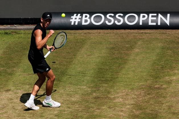 BOSS OPEN ATP250; 13.06.2025 Justin Engel (GER) jubelt im Match gegen Felix Auger-Aliassime (CAN) BOSS OPEN ATP250; Stuttgart, Tennisclub Weissenhof am 13.06.2025 Copyright: xBEAUTIFULxSPORTS Wunderlx