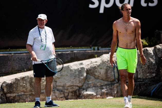BOSS OPEN ATP250; 13.06.2025 Alexander Michailowitsch Swerew (Vater und Trainer von Alexander Zverev), Alexander Zverev (GER) beim Training, trainieren BOSS OPEN ATP250; Stuttgart, Tennisclub Weissenhof am 13.06.2025 Copyright: xBEAUTIFULxSPORTS Wunderlx
