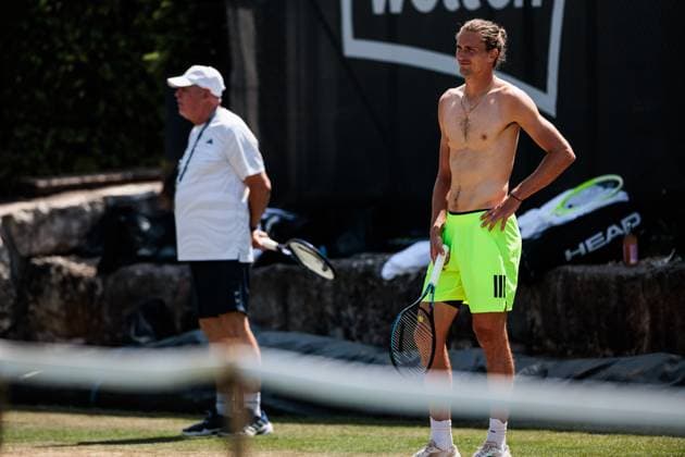 BOSS OPEN ATP250; 13.06.2025 Alexander Michailowitsch Swerew (Vater und Trainer von Alexander Zverev), Alexander Zverev (GER) beim Training, trainieren BOSS OPEN ATP250; Stuttgart, Tennisclub Weissenhof am 13.06.2025 Copyright: xBEAUTIFULxSPORTS Wunderlx