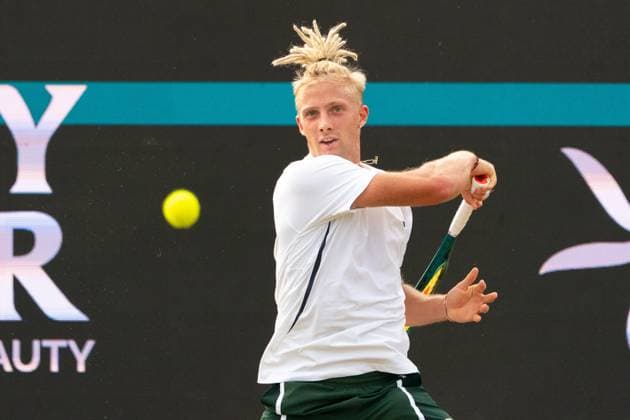 2025-06-13 2025 Libema Open Grass Court Championships Autotron ROSMALEN, NETHERLANDS - JUNE 13: Mark Lajal of Estonia, Mark during the 2025 Libema Open Grass Court Championships at Autotron on June 13, 2025 in Rosmalen, Netherlands. Rosmalen Autotron Netherlands Content not available for redistribution in The Netherlands directly or indirectly through any third parties. Copyright: xMarleenxFouchierx