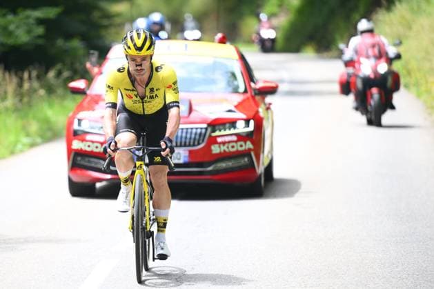Criterium du Dauphine 2025 Stage 7 VALMEINIER 1800, FRANCE - JUNE 14 : Campenaerts Victor (BEL) of Team Visma - Lease a Bike during stage 7 of the 77th edition of Criterium du Dauphine Libere an UCI World Tour 2.UWT cycling road race stage for Men Elite of 131.6 km with start in Grand-Aigueblanche and finish in Valmeinier 1800 on June 14, 2025 in Valmeinier 1800, France, 14 06 2025 ( Motordriver Kenny Verfaillie - Valmeinier 1800 France  Copyright: xVincentxKalutx