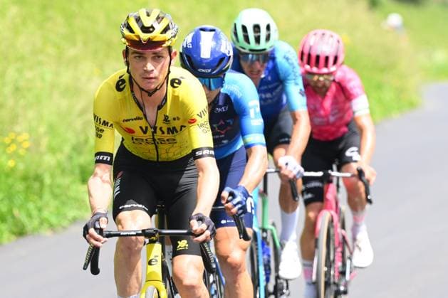 Criterium du Dauphine 2025 Stage 7 VALMEINIER 1800, FRANCE - JUNE 14 : Kuss Sepp (USA) of Team Visma - Lease a Bike during stage 7 of the 77th edition of Criterium du Dauphine Libere an UCI World Tour 2.UWT cycling road race stage for Men Elite of 131.6 km with start in Grand-Aigueblanche and finish in Valmeinier 1800 on June 14, 2025 in Valmeinier 1800, France, 14 06 2025 ( Motordriver Kenny Verfaillie - Valmeinier 1800 France  Copyright: xVincentxKalutx