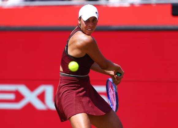 HSBC Tennis Championships, Day Five Queens Club, London, UK - 13 Jun 2025 Madison Keys (USA) in action during her Quarter Final match against Diana Shnaider in the 2025 HSBC Championships at Queens Club London Queens Club London GBR, UK NEWSPAPERS OUT Copyright: xMarkxGreenwoodx