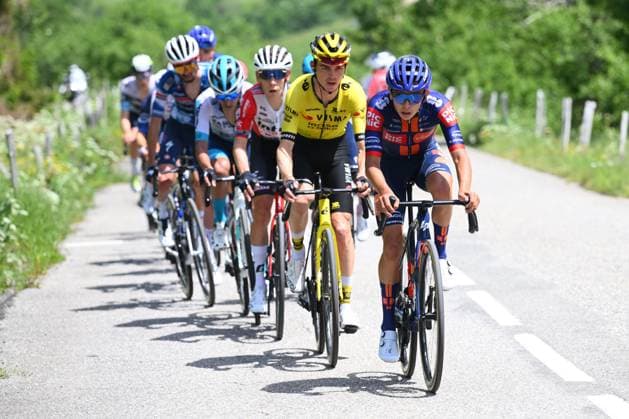 Criterium du Dauphine 2025 Stage 7 VALMEINIER 1800, FRANCE - JUNE 14 : Kuss Sepp (USA) of Team Visma - Lease a Bike and Bardet Romain (FRA) of Team Picnic PostNL during stage 7 of the 77th edition of Criterium du Dauphine Libere an UCI World Tour 2.UWT cycling road race stage for Men Elite of 131.6 km with start in Grand-Aigueblanche and finish in Valmeinier 1800 on June 14, 2025 in Valmeinier 1800, France, 14 06 2025 ( Motordriver Kenny Verfaillie - Valmeinier 1800 France  Copyright: xVincentxKalutx