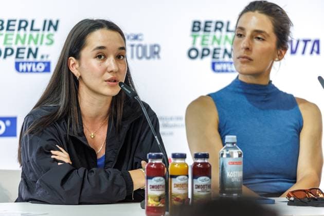 Berlin, 14.06.25, Tennis: ecotrans Ladies Open Berlin im Steffi-Graf-Stadion. Auftakt-PK zur Auslosung Hauptfeld, BERLIN TENNIS OPEN by HYLO. Eva Lys spricht zu den Pressevertretern. Berlin Tennis Open by HYLO 2025