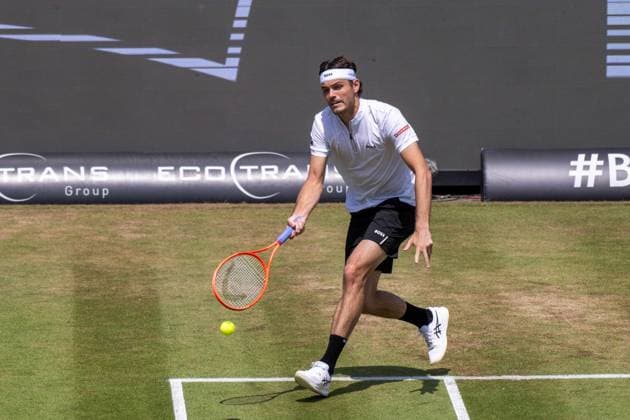 Taylor Fritz (USA). xettx, Deutschland, Stuttgart, 14.06.2025, Tennis, Boss Open, 2025, Halbfinale, F. Auger-Aliassime (CAN) - T. Fritz (USA), TC Weissenhof, Center Court