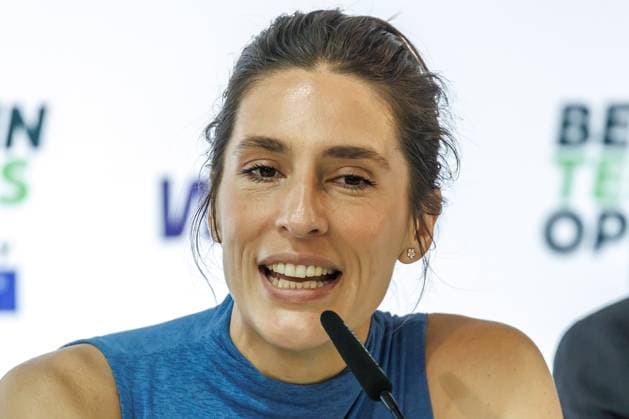 Berlin, 14.06.25, Tennis: ecotrans Ladies Open Berlin im Steffi-Graf-Stadion. Auftakt-PK zur Auslosung Hauptfeld, BERLIN TENNIS OPEN by HYLO. Andrea Petkovic spricht zu den Pressevertretern. Berlin Tennis Open by HYLO 2025