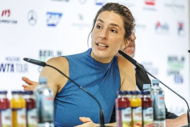 Berlin, 14.06.25, Tennis: ecotrans Ladies Open Berlin im Steffi-Graf-Stadion. Auftakt-PK zur Auslosung Hauptfeld, BERLIN TENNIS OPEN by HYLO. Andrea Petkovic spricht zu den Pressevertretern. Berlin Tennis Open by HYLO 2025