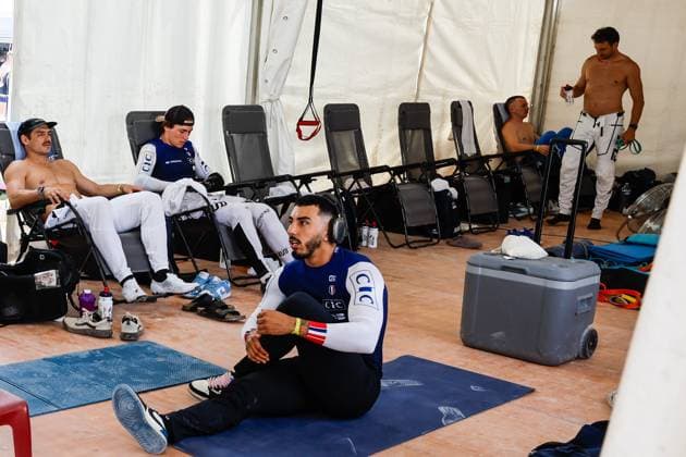 COUPE DU MONDE DE BMX 2025 MANCHE 1 PHOTOPQR LE DAUPHINE Christophe AGOSTINIS ; Sarrians ; 14 06 2025 ; Sarrians le 14 juin 2025. Coupe du Monde de BMX 2025. Manche 1.. Elite homme. Sylvain André, Joris Daudet et Romain Mahieu. Photo Christophe Agostinis Le Dauphiné Libéré BMX WORLD CUP EVENT IN SARRIANS FRANCE JUNE 14TH 2025 Sarrians Vaucluse Provence-Alpes-Côte d Azur France  Copyright: xPHOTOPQR LExDAUPHINE MAXPPPxChristophexAGOSTINISx 20250614JDL0029 20250614JDL0029
