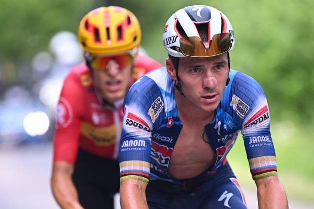 Criterium du Dauphine 2025 Stage 7 VALMEINIER 1800, FRANCE - JUNE 14 : Evenepoel Remco (BEL) of Soudal - Quick Step during stage 7 of the 77th edition of Criterium du Dauphine Libere an UCI World Tour 2.UWT cycling road race stage for Men Elite of 131.6 km with start in Grand-Aigueblanche and finish in Valmeinier 1800 on June 14, 2025 in Valmeinier 1800, France, 14 06 2025 ( Motordriver Kenny Verfaillie - Valmeinier 1800 France  Copyright: xVincentxKalutx