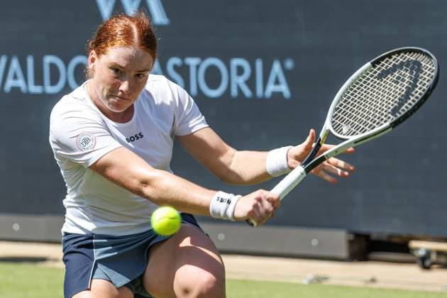 Berlin, 14.06.25, Tennis: ecotrans Ladies Open Berlin im Steffi-Graf-Stadion. Damen, Einzel, Kalinskaya (Russland) - Seidel (Deutschland). Ella Seidel (Deutschland)retourniert einen Ball. Berlin Tennis Open by HYLO 2025