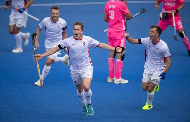 Bilder des Jahres 2025, Sport 06 Juni Sport Themen der Woche KW24 England Men v Germany Men Men s FIH Pro League Stuart Rushmere of England Men celebrates scoring his first goal and the team™s second against Germany Men during the Men s FIH Pro League match at Lee Valley Hockey Tennis Centre, Stratford UK Newspapers OUT Copyright: xGraemexWilcocksonx FIL-21904-0014