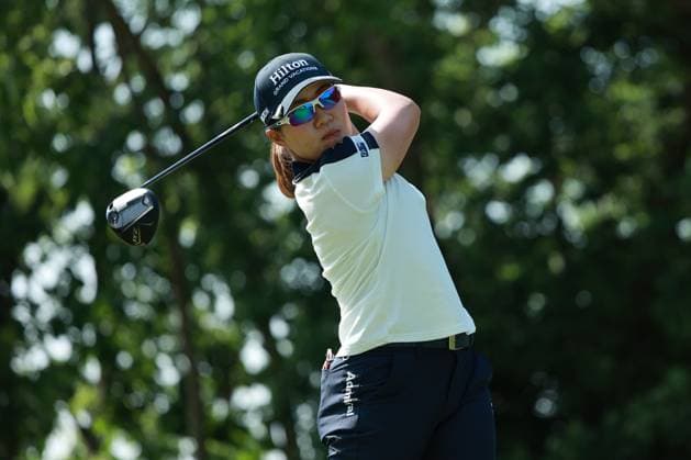 Meijer LPGA, Golf Damen Classic BELMONT, MICHIGAN-JUNE 14: Nasa Hataoka of Japan plays her tee shot on the 10th hole during the third round of the Meijer LPGA Classic for Simply Give golf tournament at Blythefield Country Club in Belmont, MI, USA Saturday, June 14, 2025. Belmont Michigan United States  Copyright: xJorgexLemusx originalFilename:lemus-meijerlp250614_npsVe.jpg