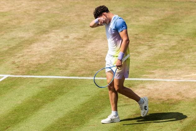 BOSS OPEN ATP250; 14.06.2025 Ben Shelton (USA) niedergeschlagen im Match gegen Alexander Zverev (GER) BOSS OPEN ATP250; Stuttgart, Tennisclub Weissenhof am 14.06.2025 Copyright: xBEAUTIFULxSPORTS Wunderlx