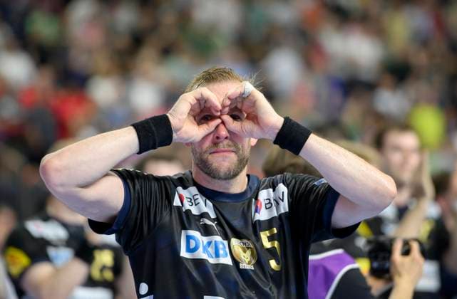 Schlussjubel B, Max DARJ (B) Handball Champions League Final Four 2025, Halbfinale, Fuechse Berlin (B) - HBC Nantes (NAN), am 14.06.2025 in Koeln Deutschland. Â