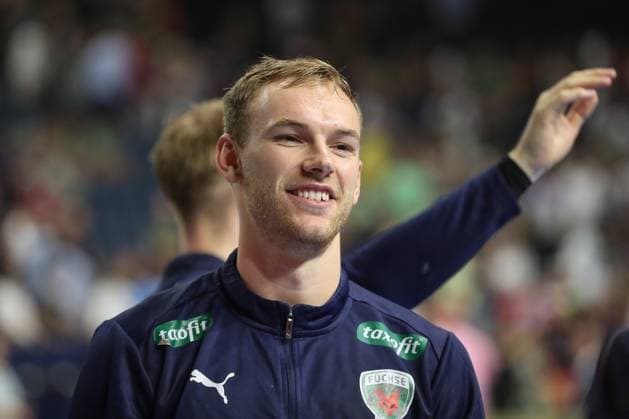 14.06.2025, xtgx, Handball, EHF Champions League Halbfinale 1, Füchse Berlin - HBC Nantes v.l. Mathias Gidsel (Berlin, 19) Jubel ueber den Sieg, Jubel nach Spielende Koeln