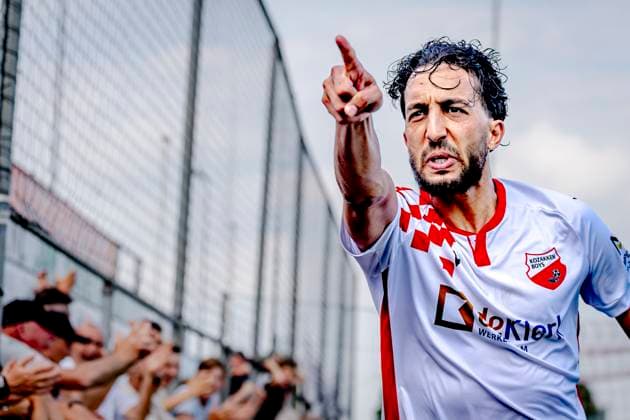 Sport Themen der Woche KW24 Kozakken Boys player Abdenasser El Khayati scores the 3-0 and celebrating the goal during the match Kozakken Boys - Noordwijk (play-off final) at the Sportpark de Zwaaier for the Dutch tweede divisie play-offs final second match season 2025-2026 in WERKENDAM, Netherlands on 14 june 2025, (photo by Marcel van Dorst EYE4images DeFodi Images) *** Kozakken Boys player Abdenasser El Khayati scores the 3 0 and celebrating the goal during the match Kozakken Boys Noordwijk play off final at the Sportpark de Zwaaier for the Dutch tweede divisie play offs final second match season 2025 2026 in WERKENDAM, Netherlands on 14 june 2025, photo by Marcel van Dorst EYE4images DeFodi Images