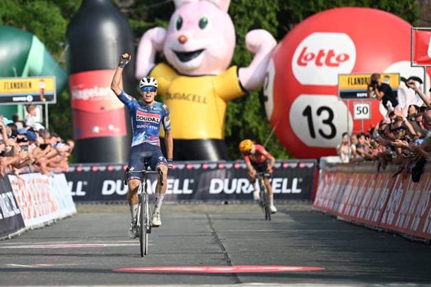 Dwars door het Hageland 2025 Cycling Race DIEST, BELGIUM - JUNE 14 : Magnaldi Erica (ITA) of UAE Team ADQ wins the 13th edition of Dwars door het Hageland an UCI ProSeries 1.Pro one day cycling road race for Men Elite of 180 km with start in Aarschot and finish in Diest on June 14, 2025 in Diest, Belgium, 14 06 2025 ( Motordriver Stephan Boone - Diest Belgium  Copyright: xTomasxSiskx