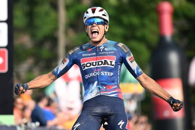 Dwars door het Hageland 2025 Cycling Race DIEST, BELGIUM - JUNE 14 : Magnaldi Erica (ITA) of UAE Team ADQ wins the 13th edition of Dwars door het Hageland an UCI ProSeries 1.Pro one day cycling road race for Men Elite of 180 km with start in Aarschot and finish in Diest on June 14, 2025 in Diest, Belgium, 14 06 2025 ( Motordriver Stephan Boone - Diest Belgium  Copyright: xTomasxSiskx
