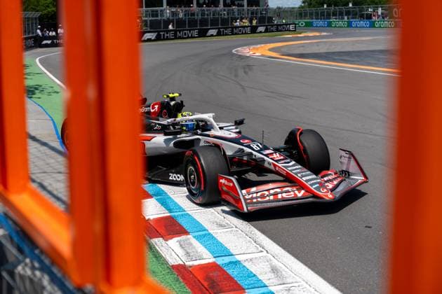 Oliver Bearman (MoneyGram Haas F1 Team, Großbritannien 87) im VF-25 Einschlag Wall of Champions Schikane CAN, Formel 1 Weltmeisterschaft, Grand Prix von Kanada, Circuit Gilles Villeneuve, Freies Training 3, Saison 2025, 14.06.2025 CAN, Formel 1 Weltmeisterschaft, Grand Prix von Kanada, Circuit Gilles Villeneuve, Freies Training 3, Saison 2025, 14.06.2025 Montreal Copyright: xEibner-Pressefoto MarcelxFischerx EP_MFI