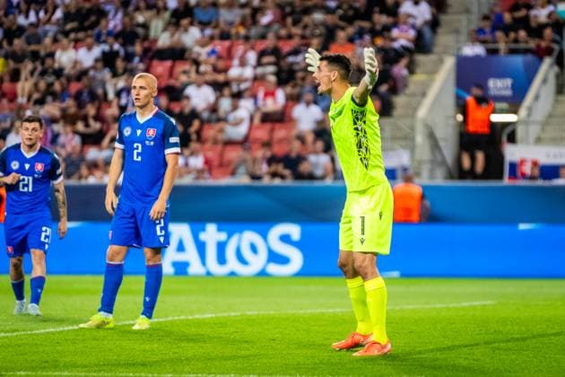 SLOVAKIA U21, U 21 - ITALY U21 Lubomir Belko of Slovakia during the UEFA European Under-21 Championship 2025 Group A football match between Slovakia U21 and Italy U21. Stadium City Arena, Trnava, Slovakia, June 14, 2025. Photo by Branislav Racko Copyright: xx _BRR1265