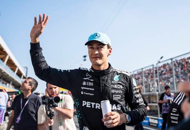 June 14, 2025, Montreal, Qc, CANADA: Mercedes driver George Russell, of the United Kingdom, celebrates after taking pole position in qualifying session at the Canadian Grand Prix in Montreal, Saturday, June 14, 2025. Canada News - June 14, 2025 - ZUMAc35_ 20250614_zaf_c35_115 Copyright: xChristopherxKatsarovx