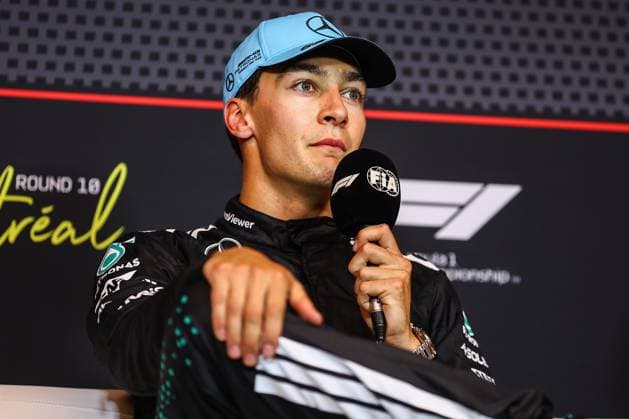 F1 - CANADIAN GRAND PRIX 2025 RUSSELL George (gbr), Mercedes AMG F1 Team W16, portrait press conference, PK, Pressekonferenz during the Formula 1 Pirelli Grand Prix du Canada 2025, 10th round of the 2025 FIA Formula One World Championship, WM, Weltmeisterschaft from June 14 to 16, 2025 on the Circuit Gilles Villeneuve, in Montrà al, Canada - Montrà alCanada Copyright: xEricxAlonsox
