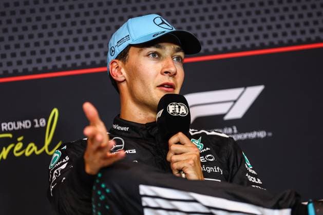 F1 - CANADIAN GRAND PRIX 2025 RUSSELL George (gbr), Mercedes AMG F1 Team W16, portrait press conference, PK, Pressekonferenz during the Formula 1 Pirelli Grand Prix du Canada 2025, 10th round of the 2025 FIA Formula One World Championship, WM, Weltmeisterschaft from June 14 to 16, 2025 on the Circuit Gilles Villeneuve, in Montrà al, Canada - Montrà alCanada Copyright: xEricxAlonsox