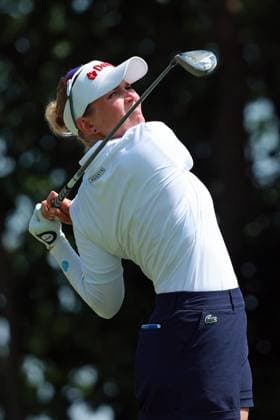 Meijer LPGA, Golf Damen Classic BELMONT, MICHIGAN-JUNE 14: Nanna Koerstz Madsen of Denmark plays her tee shot on the 10th hole during the third round of the Meijer LPGA Classic for Simply Give golf tournament at Blythefield Country Club in Belmont, MI, USA Saturday, June 14, 2025. Belmont Michigan United States  Copyright: xJorgexLemusx originalFilename:lemus-meijerlp250614_np1nx.jpg
