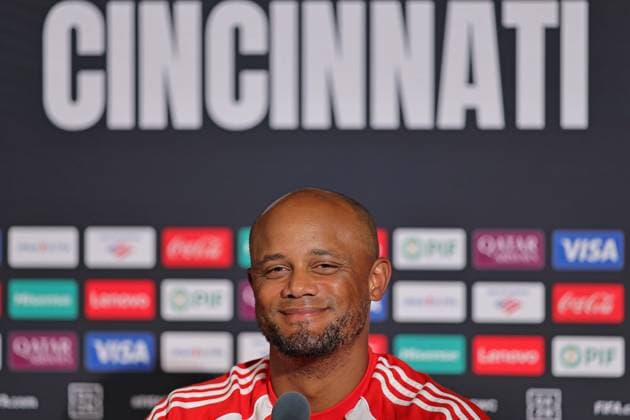 Sport Themen der Woche KW24 Sport Bilder des Tages TQL Stadium Vincent Kompany, coach of Bayern Munich, during a press conference, PK, Pressekonferenz at TQL Stadium this Saturday 14. The team is preparing to face Auckland City, in the 1st round of group C of the 2025 FIFA Club World Cup. 30761 (Heuler Andrey SPP)  Copyright: xHeulerxAndreyx xSPPx spp-en-HeAn-HADE3304