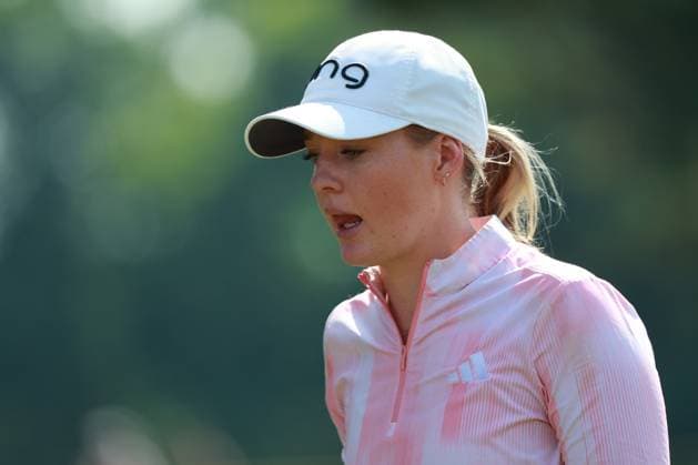 Meijer LPGA, Golf Damen Classic BELMONT, MICHIGAN-JUNE 14: Cassie Porter of Australia reacts to her putt on the 17th green during the third round of the Meijer LPGA Classic for Simply Give golf tournament at Blythefield Country Club in Belmont, MI, USA Saturday, June 14, 2025. Belmont Michigan United States  Copyright: xJorgexLemusx originalFilename:lemus-meijerlp250614_np3Js.jpg