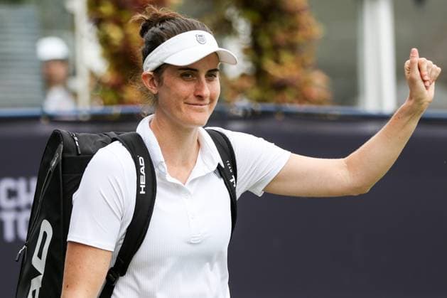 Ilkley Tennis Club, England, June 14th 2025: Rebecca Marino before the WTA, Tennis Damen 125 Lexus Ilkley Open semi-final match with Celine Naef at Ilkley Tennis Club in Ilkley, England on June 14th 2025. (Sean Chandler SPP) Copyright: xSeanxChandlerx xSPPx spp-en-SeChSp-WTA 125 Lexus Ilkley Open Semi-Finals Ilkley Tennis Club-112F5A1089