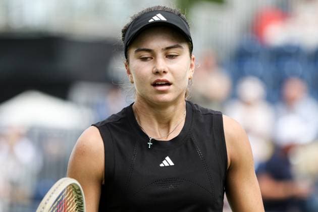 Ilkley Tennis Club, England, June 14th 2025: Iva Jovic during the WTA, Tennis Damen 125 Lexus Ilkley Open semi-final match with Viktorija Golubic at Ilkley Tennis Club in Ilkley, England on June 14th 2025. (Sean Chandler SPP) Copyright: xSeanxChandlerx xSPPx spp-en-SeChSp-WTA 125 Lexus Ilkley Open Semi-Finals Ilkley Tennis Club-142F5A1025