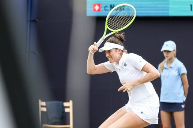 Ilkley Tennis Club, England, June 14th 2025: Rebecca Marino during the WTA, Tennis Damen 125 Lexus Ilkley Open semi-final match with Celine Naef at Ilkley Tennis Club in Ilkley, England on June 14th 2025. (Sean Chandler SPP) Copyright: xSeanxChandlerx xSPPx spp-en-SeChSp-WTA 125 Lexus Ilkley Open Semi-Finals Ilkley Tennis Club-72F5A1233